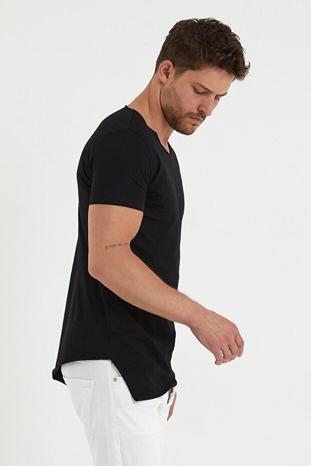 تي شيرت أساسي غير متماثل بياقة مفتوحة - 2