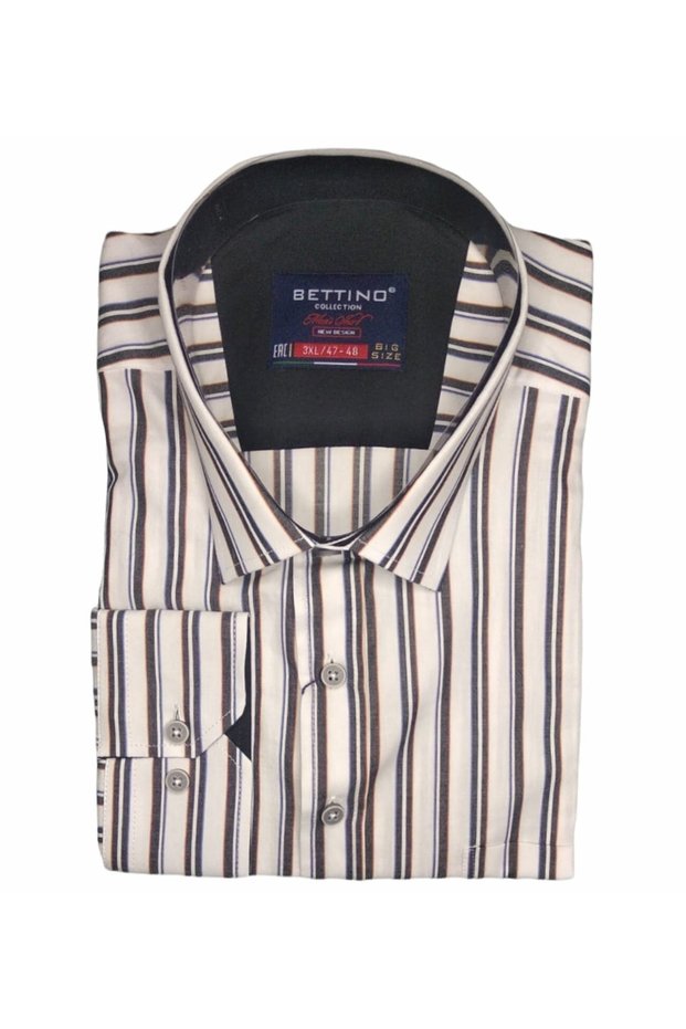 Men's Large Size Long Sleeve Classic Cut Plaid Shirt