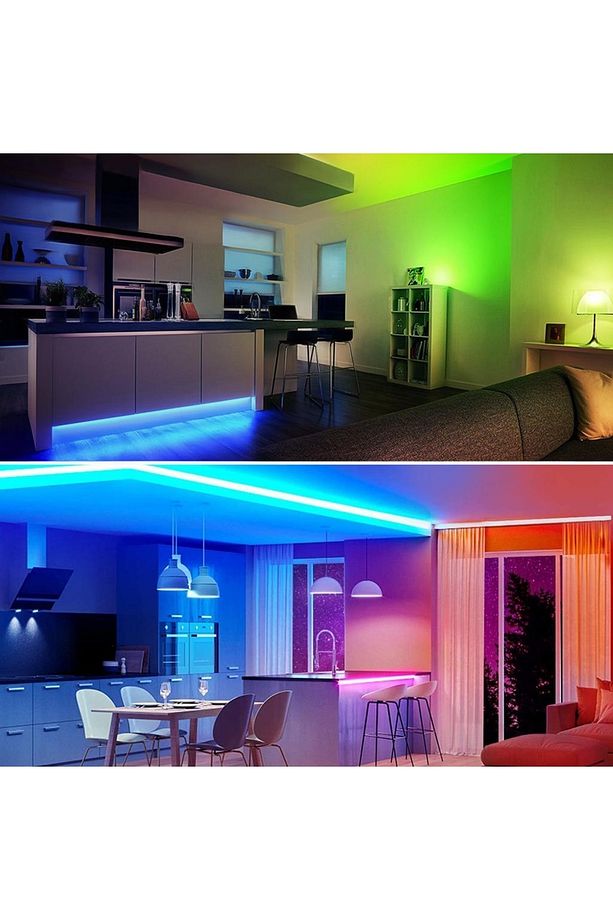 Şerit Led Rgb 3 Çip 10 m 5050 Smd Tak Çalıştır Rgb Led Iç Mekan Slikonsuz - 2