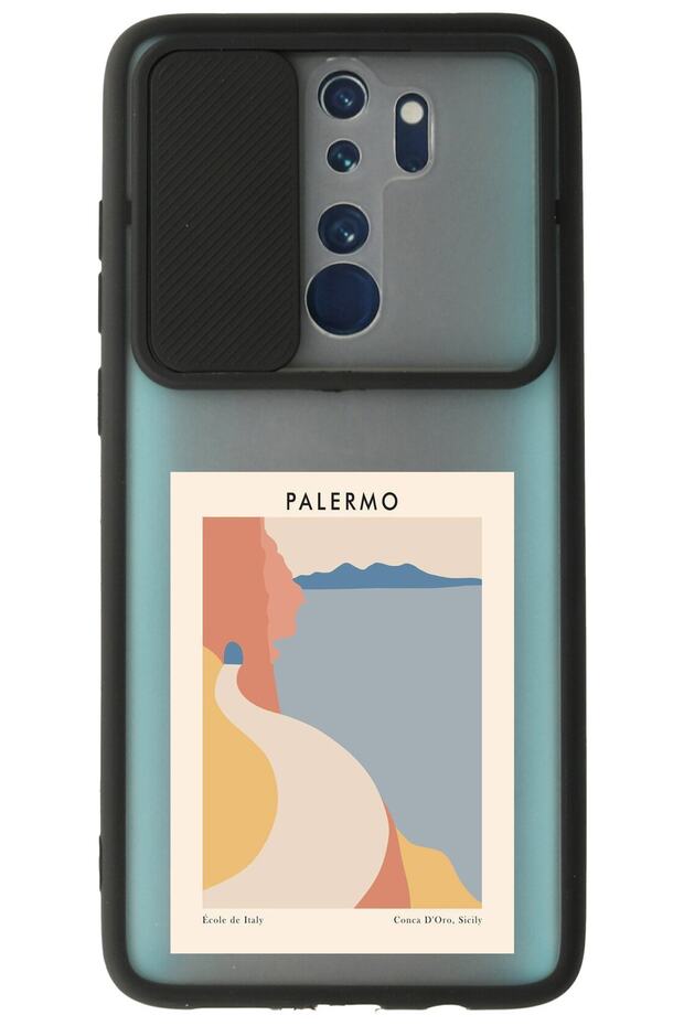 Xiaomi Redmi Note 8 Pro Black Camera Protected Sliding Palermo Printed Silicone Case