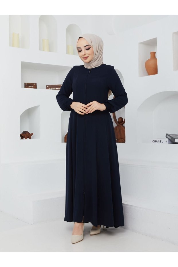 Summer Mevlana Model, Fitted at the Waist, Flared Fereca Topcoat with Elastic Sleeves