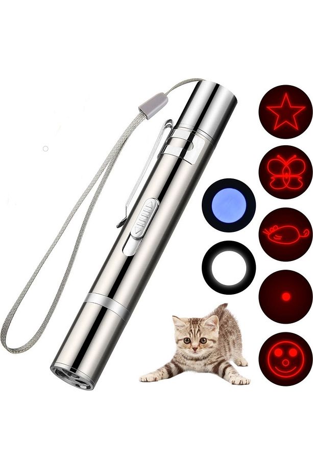 Usb Ile Şarj Edilebilen 3 In 1 Lazer Pointer Uv El Feneri + El Feneri Kırmızı Işık + Beyaz Meşale - 1