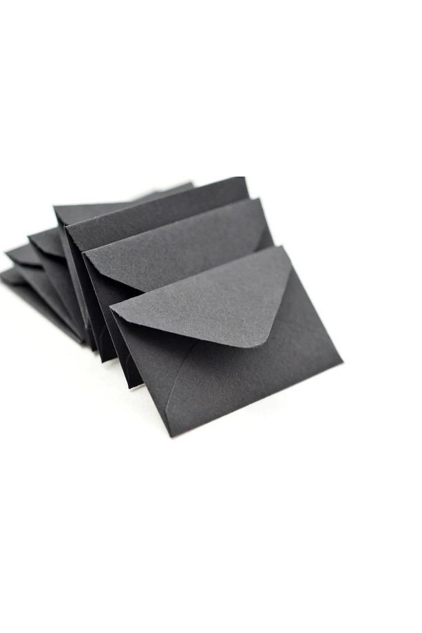 50 Adet, Mini Zarf, 7x9 Cm, Siyah Renk Zarf, Kartvizit Not Zarfı - 2