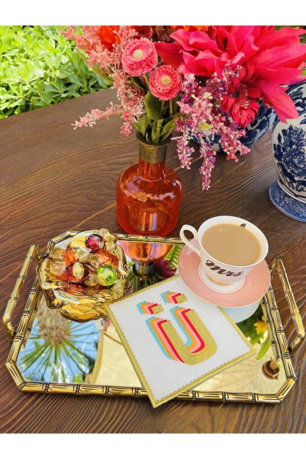 Rainbow O Letter Cocktail Napkin (1 Piece)