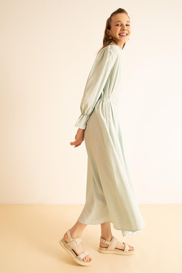 Šaty Regular Fit s polovičním rolákem, maxi šaty s dlouhým rukávem - 3