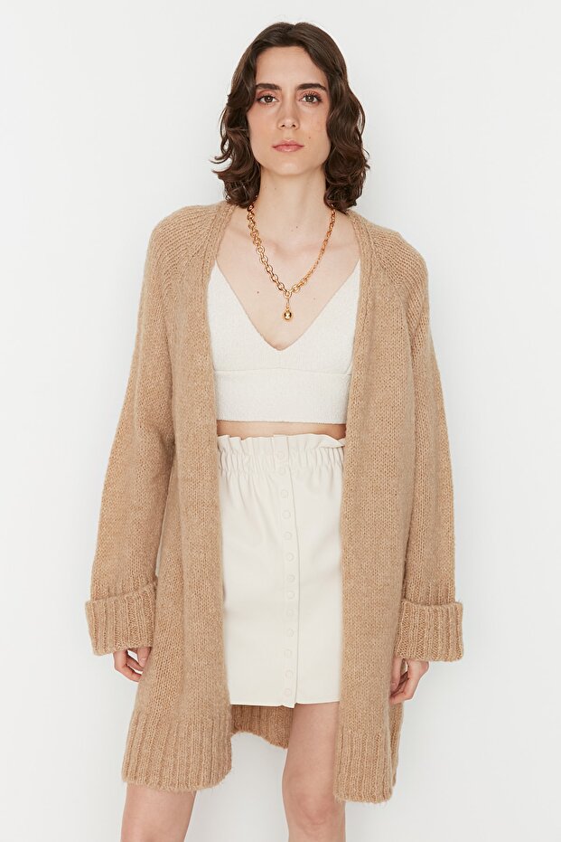 Camel Geniş Kalıp Yumuşak Dokulu Triko Hırka TWOAW21HI0555 - 1