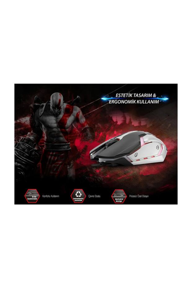 Işıklandırmalı Gaming Pro Sm-g72 Usb Siyah Gümüş Mouse 7 Renk - 6