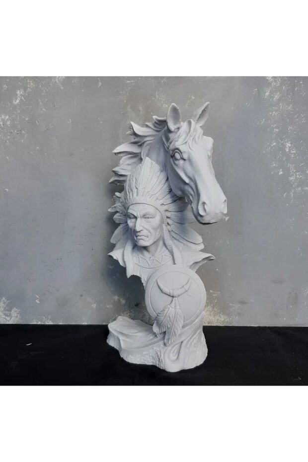 Hand Dekor Ham Atlı Kızıldereli Heykel - 1