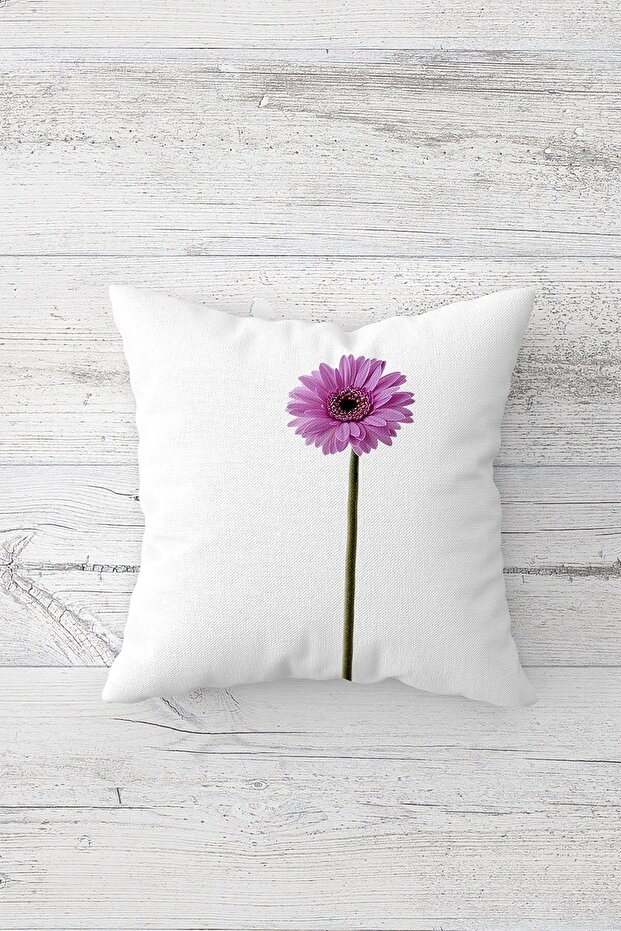غطاء وسادة بسحّاب مخفي مطبوع من جانب واحد من Lila Single Daisy غطاء وسادة للأريكة