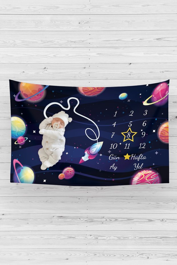 Baby Memory Cover Newborn Monthly Space Concept Photo Shoot Cover 150x100cm