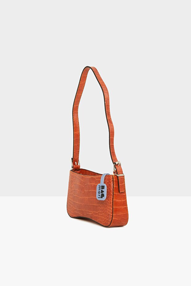 Помаранчева жіноча сумка з ручкою у формі крокодила M000007218 - 2