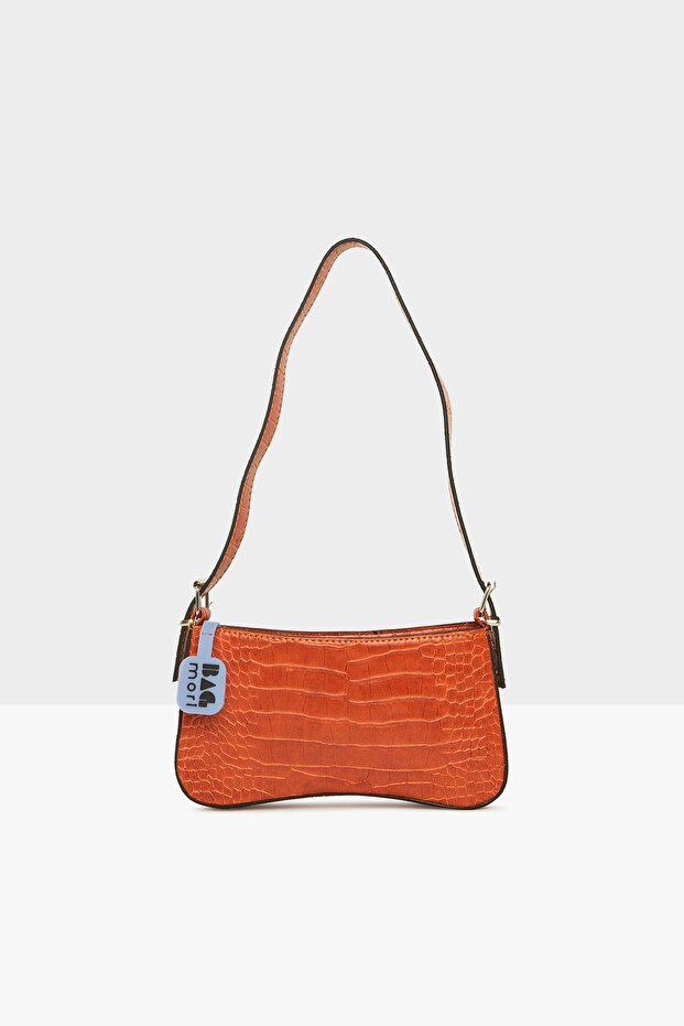 Помаранчева жіноча сумка з ручкою у формі крокодила M000007218 - 3