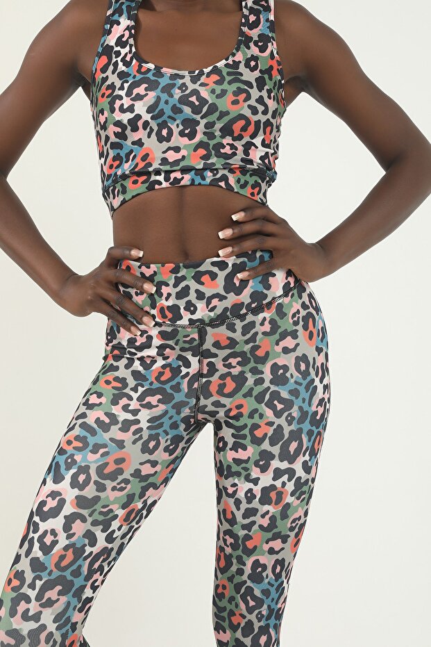 Orange Leopard Pattern Digital Printed Basic Bustier - 1