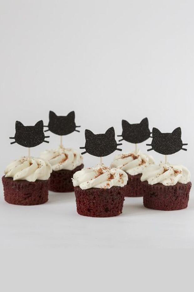 Kedi Şekilli 12 Adet Cupcake Süsü - 1