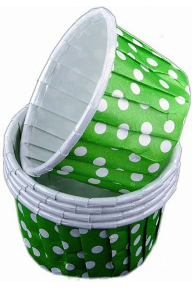 Muffin Cupcake Cake Mold Capsule Green Color White Polka Dot Special Pet Capsule 20 Pieces