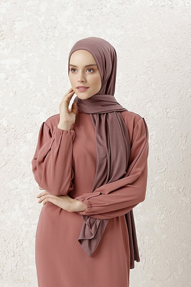 شال قطني ممشط باللون الوردي المغبر - 2