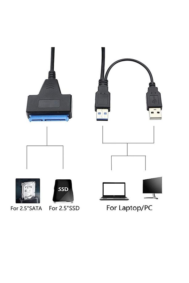 Usb 3.0 - Sata Dönüştürücü Kablo|2.5"/3.5" Hdd, Ssd, Cd/dvd-rom Adaptör|yüksek Hızlı Veri Aktarımı - 5