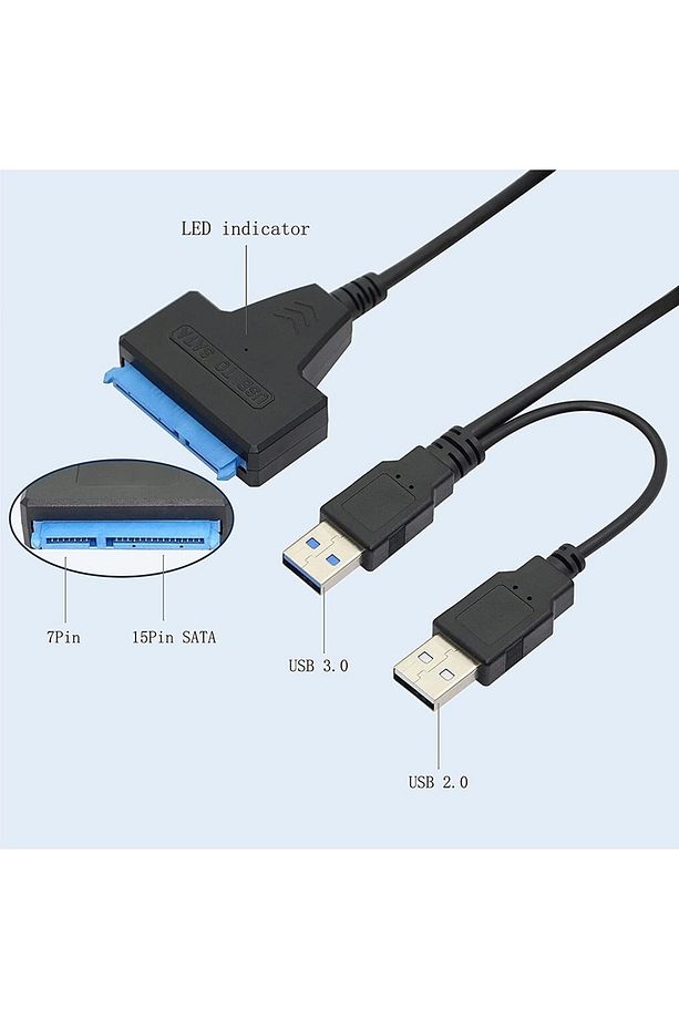 Usb 3.0 - Sata Dönüştürücü Kablo|2.5"/3.5" Hdd, Ssd, Cd/dvd-rom Adaptör|yüksek Hızlı Veri Aktarımı - 6