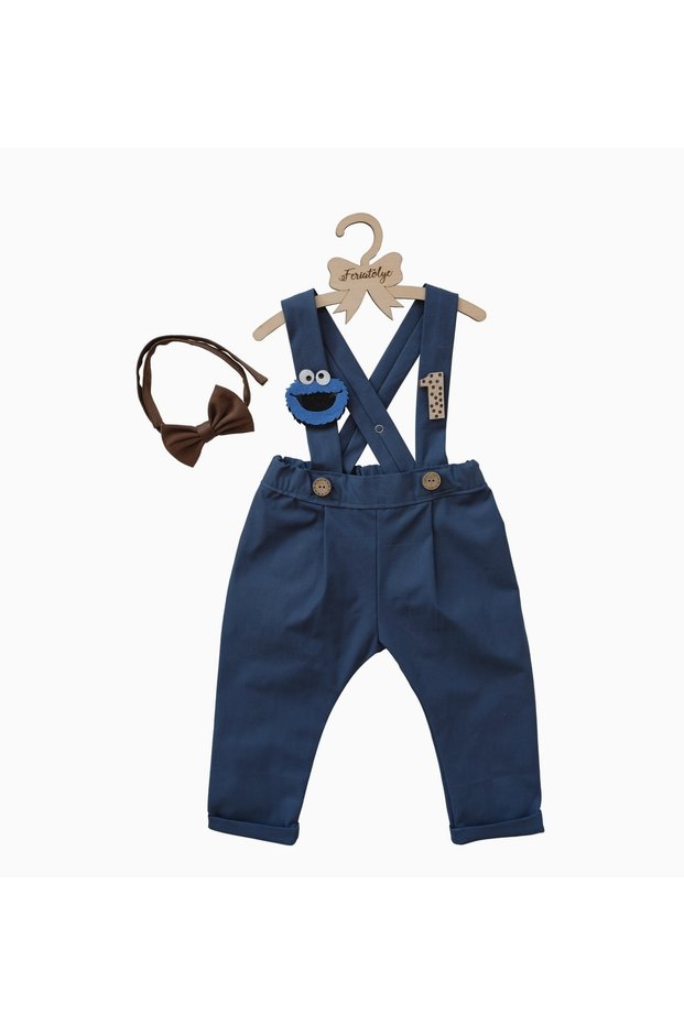 Cookie Monster Pants Salopette Baby Boy Birthday Outfit