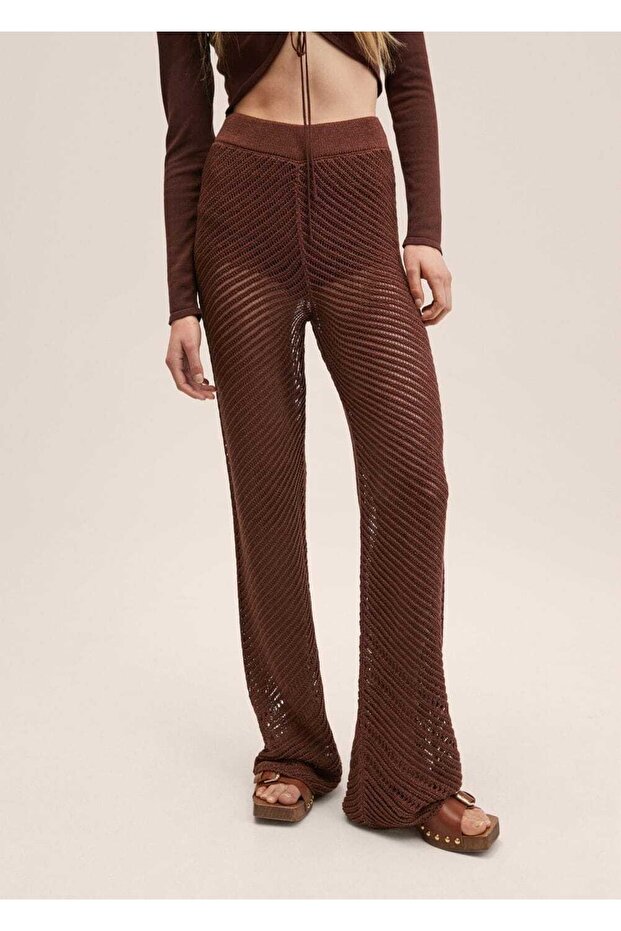 Delikli Örgü Pantolon - 1
