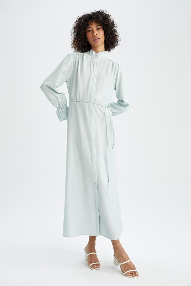 Šaty Regular Fit s polovičním rolákem, maxi šaty s dlouhým rukávem - 6