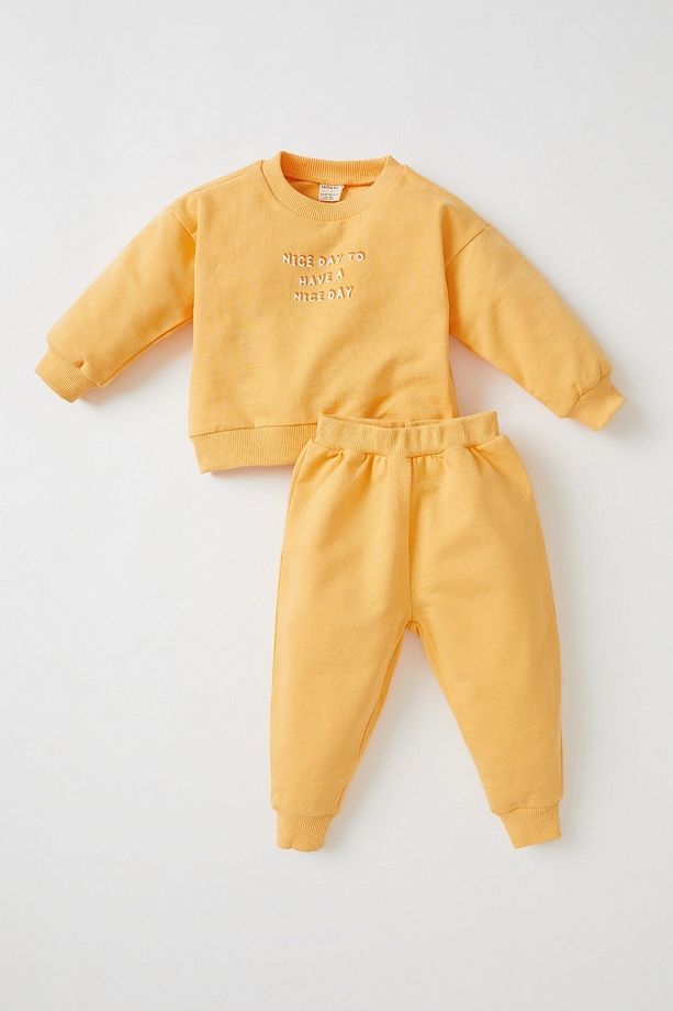 Kız Bebek Regular Fit Bisiklet Yaka Uzun Kollu Ince Kumaş 2'li Knitted Set - 4