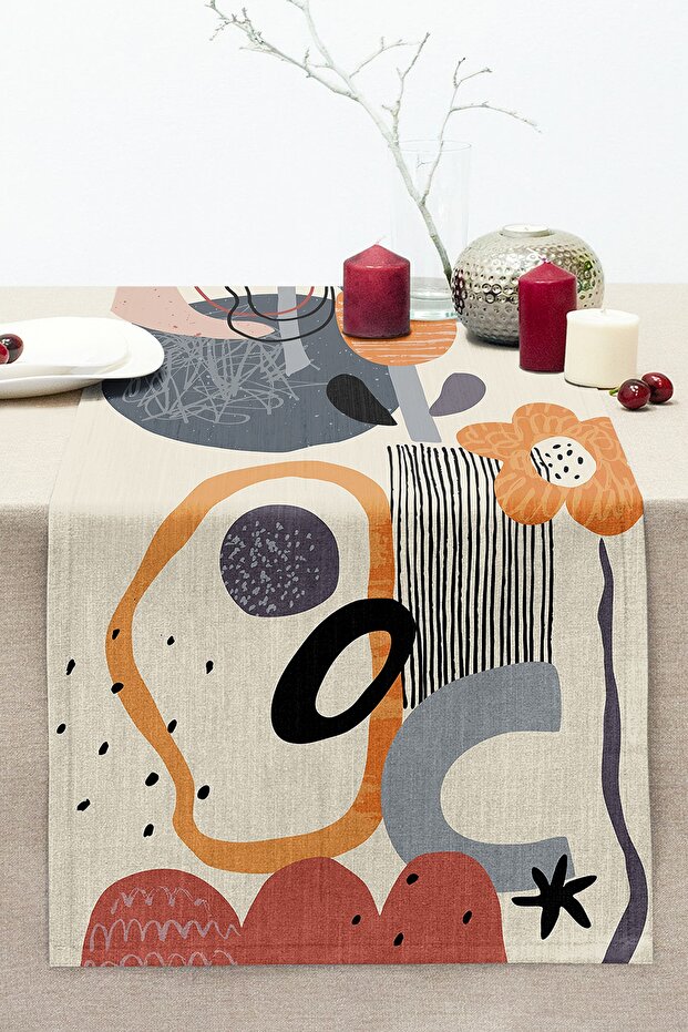 Artistic Motif Flower Detailed Digital Printed Modern Stitched Raschel Knitted Runner