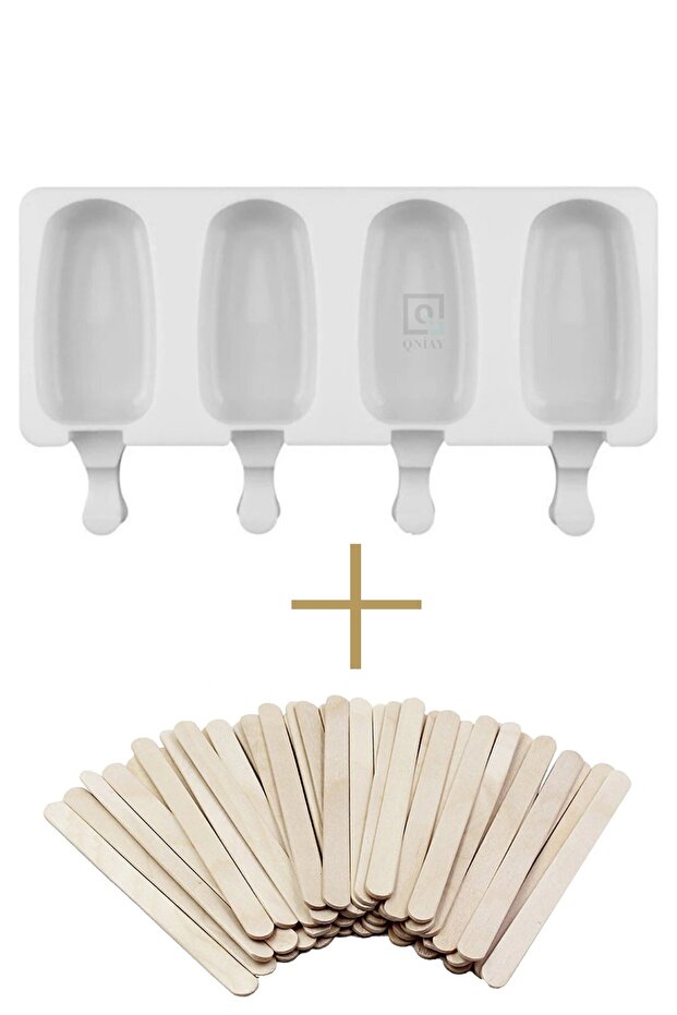 Silicone Ice Cream Mold and 50 Pieces of Ice Cream Sticks Practical Ice Cream Silicone Mold