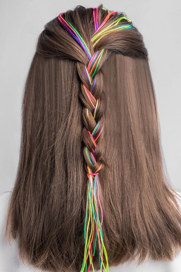 Rainbow Saç Postiş Saç Örgü Süsü - 1