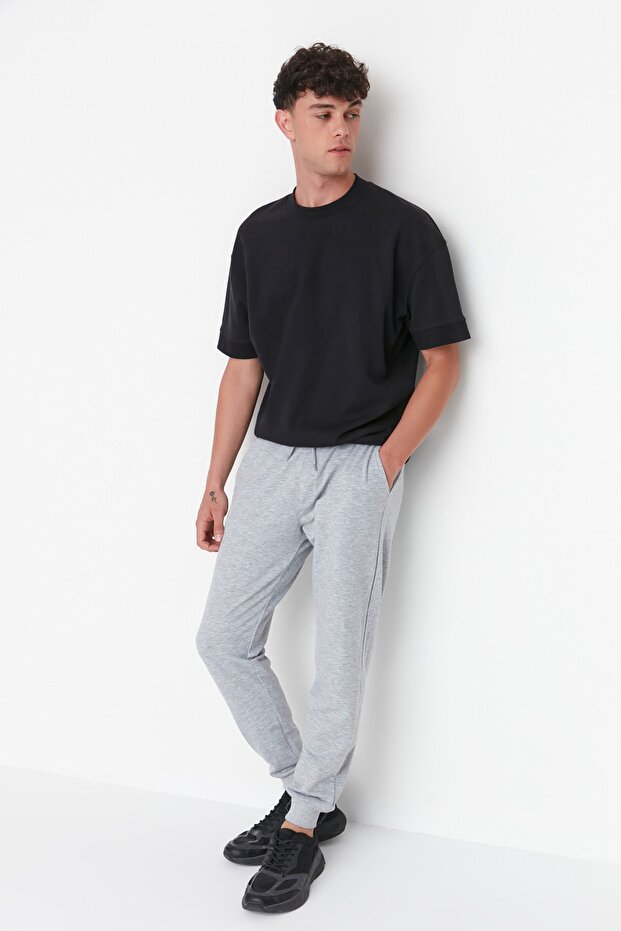 Gri Basic Regular/Normal Kesim Lastik Paça Jogger Eşofman Altı TMNSS20EA0053 - 2