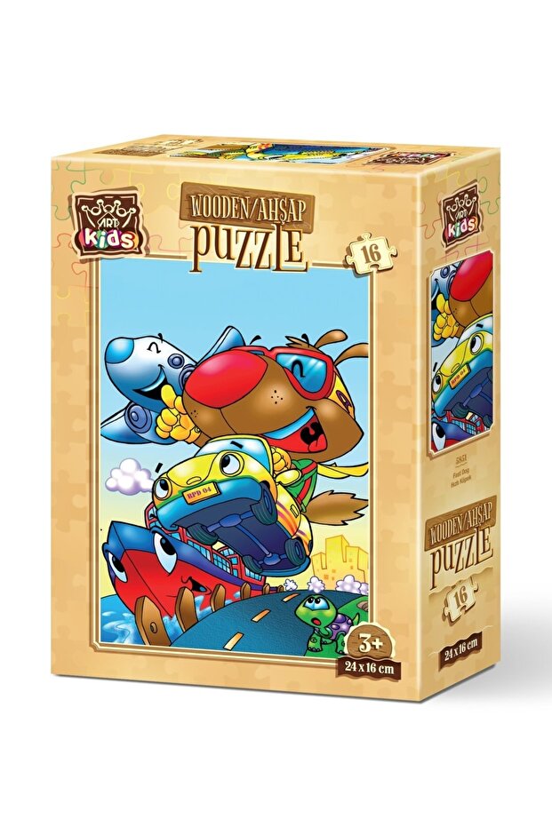 Fast Dog 16 Piece Wooden Puzzle Art Kids