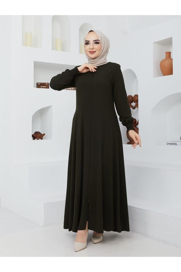 Summer Mevlana Model, Fitted at the Waist, Flared Fereca Topcoat with Elastic Sleeves