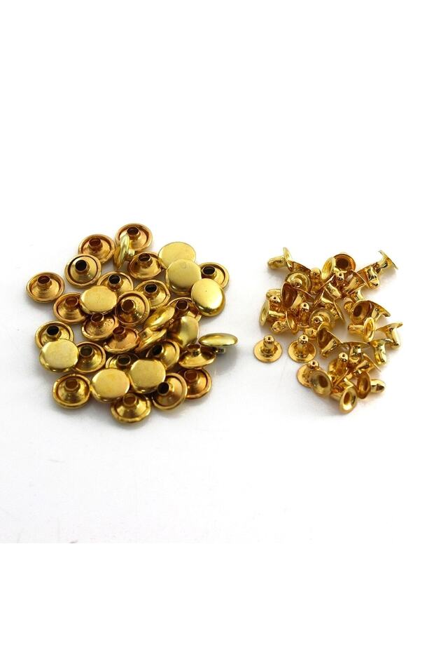 9 Mm Perçin, Tek Taraf Rivet, Toruk 33,5 No 100adet (leathercraft, Deri Hobi) Altın - 1