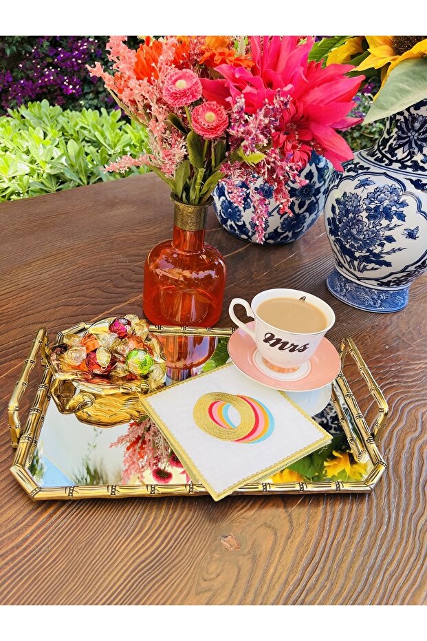 Rainbow O Letter Cocktail Napkin (1 Piece)