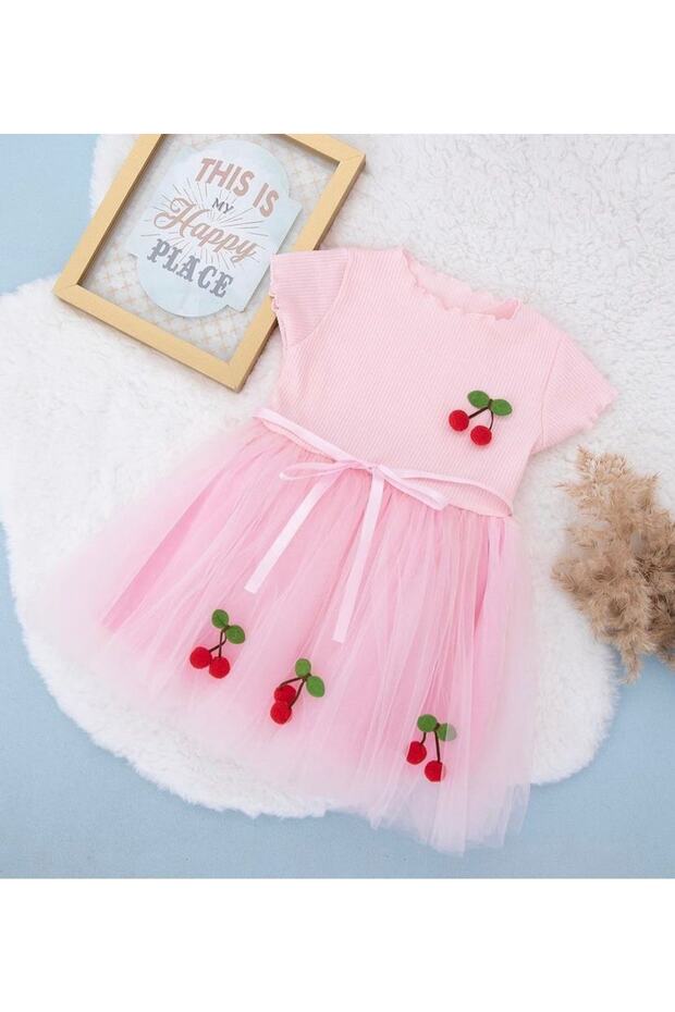 Baby Girl Kids Princess Fluffy Stretchy Cherry Tutu Dress