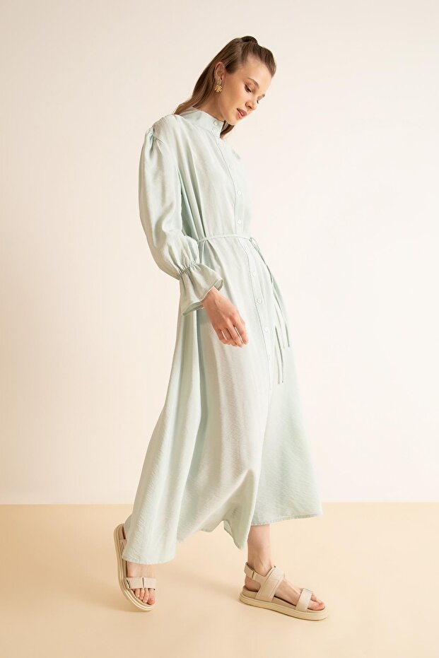 Šaty Regular Fit s polovičním rolákem, maxi šaty s dlouhým rukávem - 1