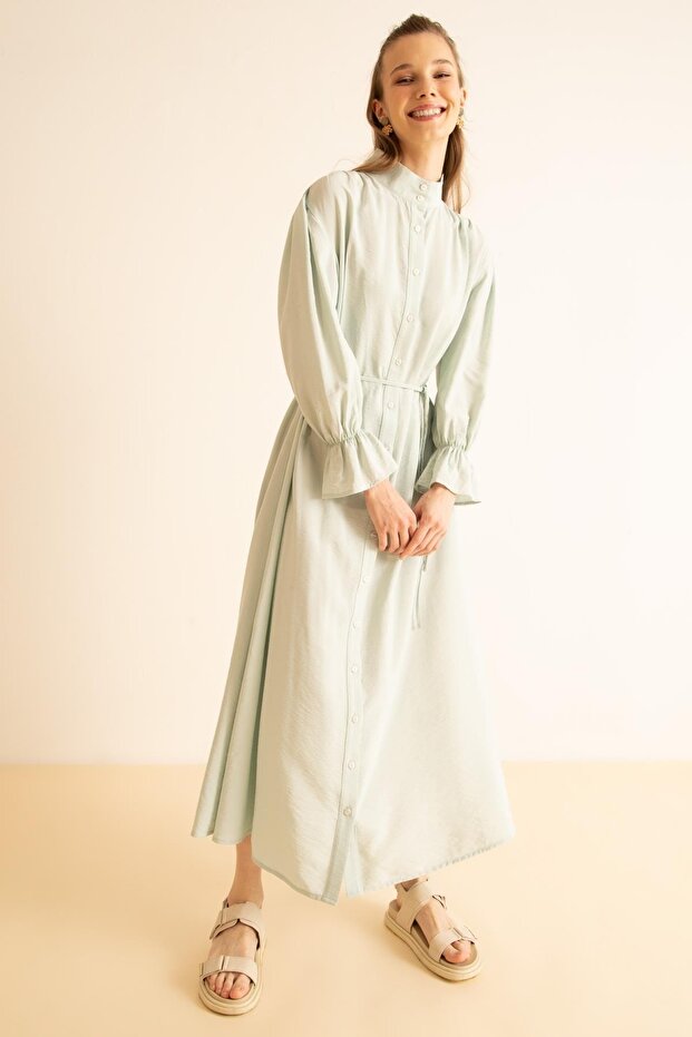 Šaty Regular Fit s polovičním rolákem, maxi šaty s dlouhým rukávem - 2