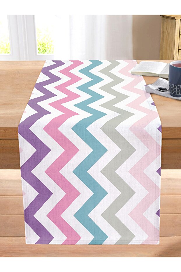Zigzag Pattern Digital Printed Decorative Stitched Raschel Knitted Runner - 2