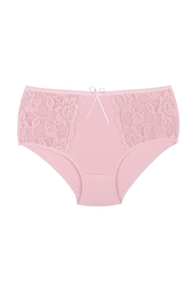 Pink Cotton Lace Sides Plus Size Women's Panties