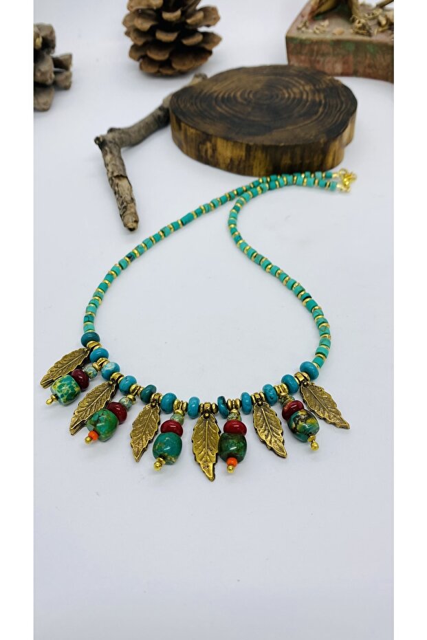 Handmade Ethnic Authentic Hippie Natural Stone Feather Necklace