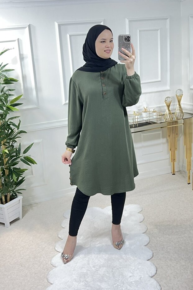 Firdevs Ayrobin Tunik - Haki - 1