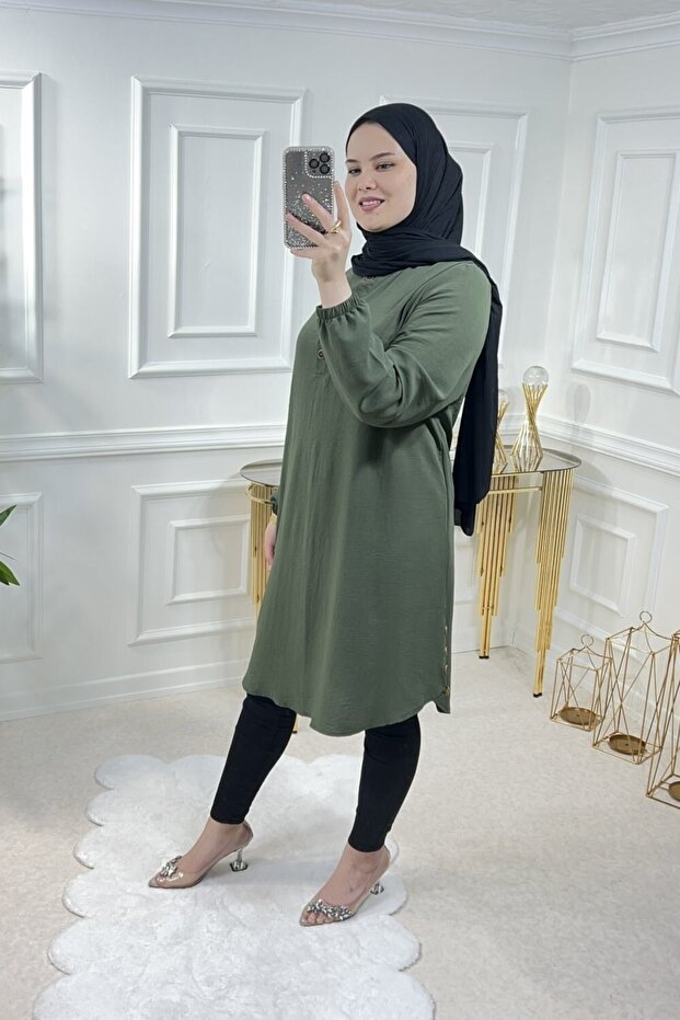 Firdevs Ayrobin Tunik - Haki - 3