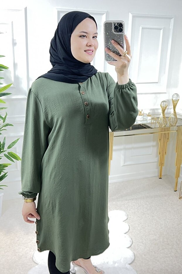 Firdevs Ayrobin Tunik - Haki - 5