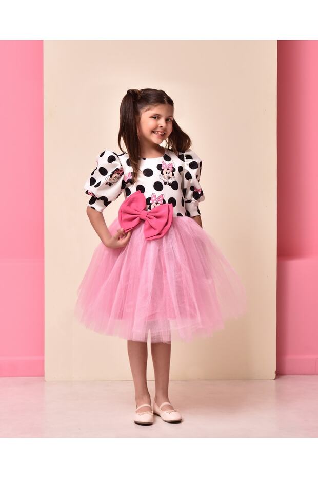 Eylul Elif Butik Minnie Mouse Desenli Kız Çocuk Elbise - 3
