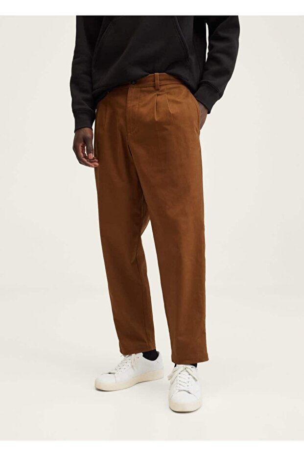 Regular Cut Pleated Trousers - 1