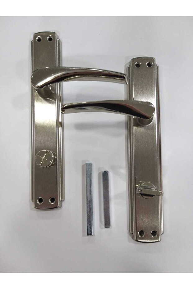 Brawo Mirrored Bathroom-WC Handle Left - 40mm Oval Mirror Bathroom-WC Lock Set Set of 2 - 4