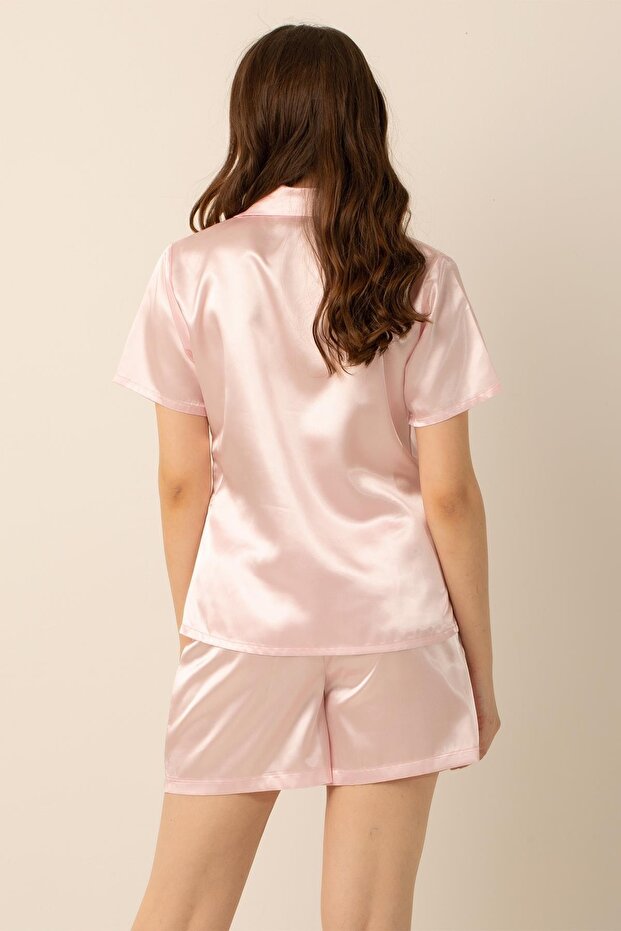 Saten Şortlu Pijama Takımı - 8