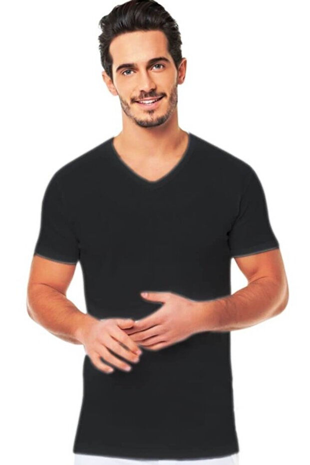 Men's Combed Cotton V-Neck Undershirt Undershirt - 1