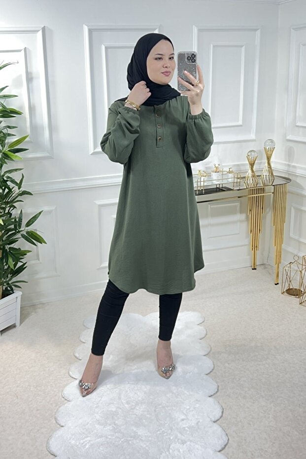 Firdevs Ayrobin Tunik - Haki - 2