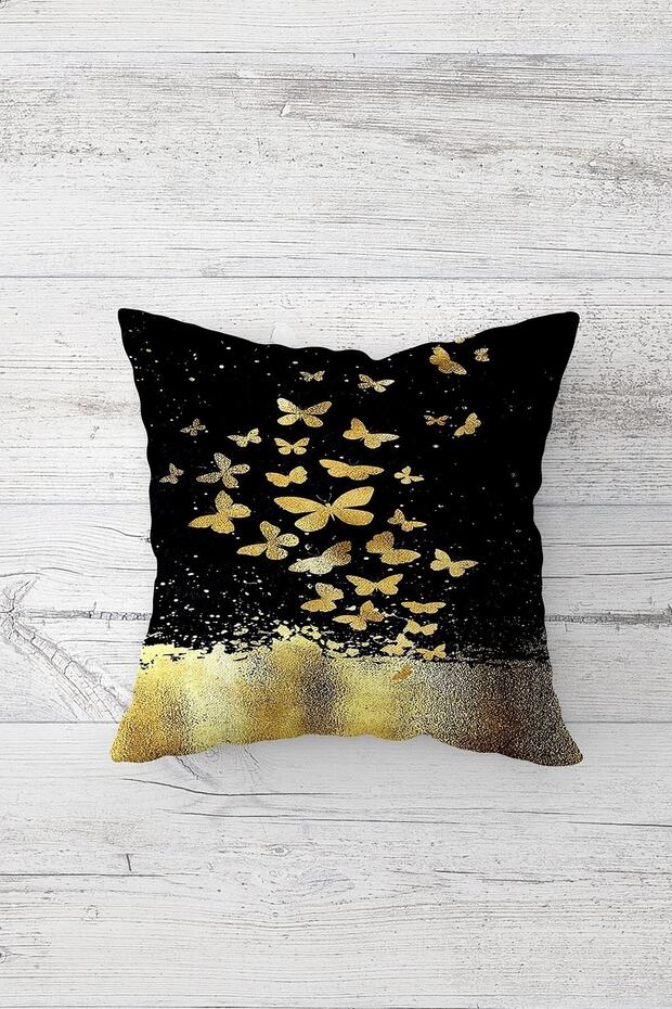 Flying Gold Butterflies One Side Printed Hidden Zipper Pillowcase Throw Pillow Seat Pillow Case